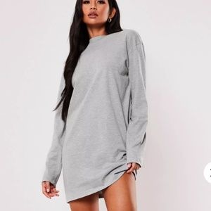 MISSGUIDED Gray Basic TShirt Dress Long Sleeve NEW